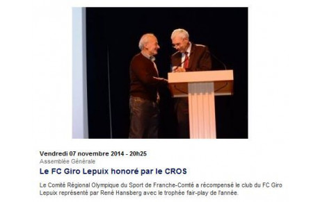 RENE HANTZBERG ET LE FCGL A L'HONNEUR